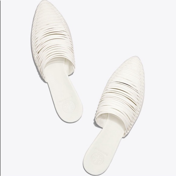 TORY BURCH Sienna Flat Slide White Backless Mule/Sandal - Picture 2 of 15